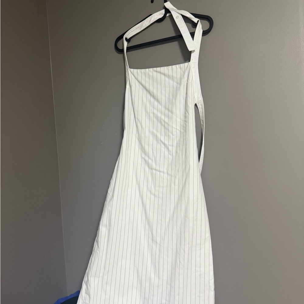 Zara White Pinstripe Backless Dress
